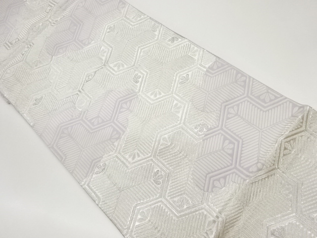 リサイクル　毘沙門亀甲に若松・雲模様織出し袋帯